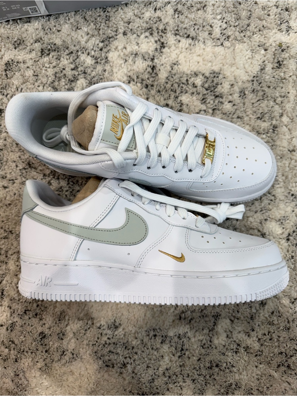 Nike Air Force 1 Low White with Silver Swoosh & Gold Accents